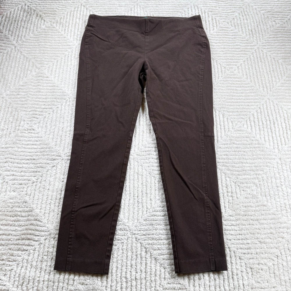 Lauren Ralph Lauren Leggings Women 12 Brown Pull On Stretch Trousers Equestrian